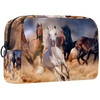 Kosmetiktasche,tragbare Reise-Make-up-Tasche für Damen,Pferde Wüste,Kosmetikkoffer-Organizer mit Reißverschluss
