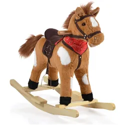 Babyshoppen Schaukelpferd Thunder WJ-302, Plüsch Sound, Kufen, Rollen, Sattel
