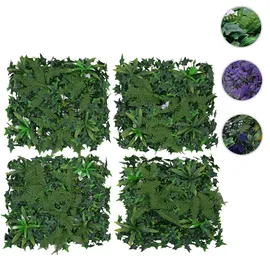 Mendler Wandpaneel HWC-O95, Pflanzenwand Wanddeko Kunstpflanze, In-/Outdoor, 4x je 50x50cm = 1m2 ~ Farn/Efeu