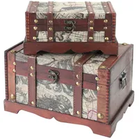 HMF 6408700 Schatztruhe aus Holz, 2er Set, Versch. Größen,