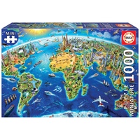 Educa Wahrzeichen der Welt, 1000 Teile Miniatur Puzzle für Erwachsene und Kinder ab 10 Jahren, Weltwunder, Sehenswürdigkeiten