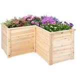 Goplus L-förmiges Hochbeet, erhöhter Gartenbeet Pflanzenkasten mit offenem Boden, DIY-Malerei, Kräuterbeet Pflanzenbeet für Balkon & Garten