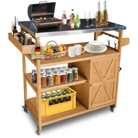 Coemo Servierwagen Grillstation James M Kücheninsel Holz, auf Rollen