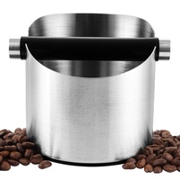 APACALI 1 Stück Abklopfbehälter für Siebträger, 11x11cm Espresso Abschlagbehälter, Edelstahl Knock box mit stoßdämpfender und abnehmbarer Stange, Kaffeesatz Abschlagbehälter für 15 Coffee Puks