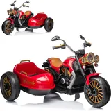 Chipolino Kinder Elektromotorrad DUO TRON, Beiwagen, Musikfunktion, für 2 Kinder rot