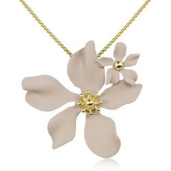 LUISIA® Kette mit Anhänger Halskette „Nelia“ mit Blumen – 14 Karat vergoldet (inkl. Schmuckbox), 16 Karat vergoldet rosa