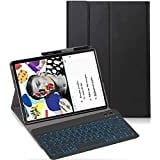 YHFZR Tastatur Hülle für Samsung Galaxy Tab S6 Lite, [Deutsches QWERTZ] Slim Hülle mit 7 Farben Beleuchtung Kabellose Tastatur mit Schützhülle für Samsung Galaxy Tab S6 Lite 10,4'' P620/P619, Schwarz