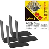 IDENA Buchstützen Metall 14 x 14 x 8,5 cm Schwarz 4 St.