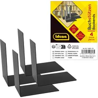 IDENA Buchstützen Metall 14 x 14 x 8,5 cm Schwarz 4 St.