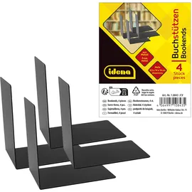 IDENA Buchstützen Metall 14 x 14 x 8,5 cm Schwarz 4 St.