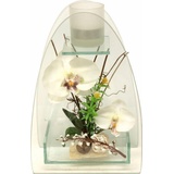 I.GE.A. Kunstpflanze »Orchidee mit Teelichthalter 23/15 cm«, 35674210-0 weiß B/H: 15 cm x 23 cm