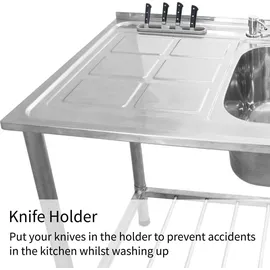 MONSTER SHOP Kukoo Spültisch Gastrospüle Spüle Abtropffläche Links 79cm H x 120cm B & Zubehör