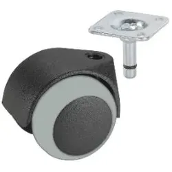 Parkettrolle 50mm,KS-schwarz,PVC Platte 38x38 mm