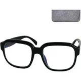 XL Oversize Lesebrille Glänzend Schwarz +2.5 Dioptrien mit Filzetui - 2.5