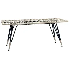 aea JVmoebel Gartentisch Hochwertig Luxus Rattan Grau Moderner Kaffeetisch Beistell Design
