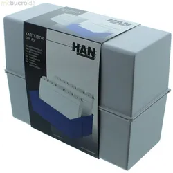 HAN Karteikartenbox A5 quer 300 Karten grau Packung mit 3 Stück