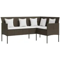 vidaXL Sofa in L-Form mit Kissen Poly Rattan Braun