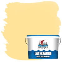 Halvar Latexfarbe hohe Deckkraft Weiß & 100 Farbtöne - abwischbare Wandfarbe für Küche, Bad & Wohnraum Geruchsarm, Abwischbar & Weichmacherfrei (10 L, Sonnengelb)