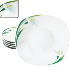 6x White Calla Suppenteller 450ml Porzellan 6 Pers. tiefe Teller Pasta Blume