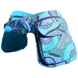 KUNST UND MAGIE Bauchtasche Doppel Bauchtasche Sidebag Gürteltasche Festival Hippie Hüfttasche grün|lila