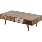 Stolkom Couchtisch »Shari Wohnzimmertisch mit Schubladen, Massivholz BxHxT 117x36x60 cm«, Mango Massivholz, 8 Schubkästen mit verschieden gemusterten Fronten
