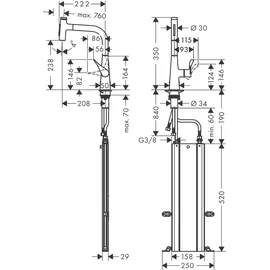 Hansgrohe Metris Select M71 2jet sBox chrom (73817000)