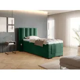 Veros Boxspringbett mit Motor 90x200 cm; Dunkelgrün (Webstoff) - Grün