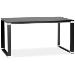 Kadima Design Arbeitstisch | 140x70x74 cm | Robust Zeitlos Chromakzente | Schwarz | Bürotisch im eleganten Design | Metall & Melamin