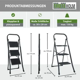 Trutzholm Trittleiter Klappleiter 3 Stufen