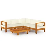 vidaXL 6-tlg. Garten-Lounge-Set mit Creme Auflagen Massivholz Akazie