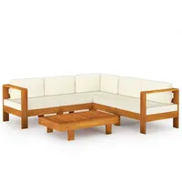 vidaXL 6-tlg. Garten-Lounge-Set mit Creme Auflagen Massivholz Akazie