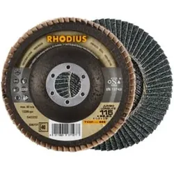 RHODIUS TOPline JUMBO LONGLIFE EXTENDED Fächerschleifscheibe 115 x 22,23 mm K40