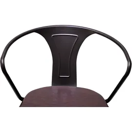 Mendler 2er-Set Barhocker höhenverstellbar drehbar Armlehne Industrial 2er Set Vintage schwarz-braun