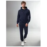 TRIGEMA Jogginganzug "TRIGEMA Jogginganzug aus Biobaumwolle", Herren, Gr. XL, blau (navy), 75% Baumwolle (Biobaumwolle kbA), 25% Baumwolle (recycelt), casual, Sportanzüge