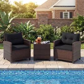 Costway Rattanmöbel Set 3-tlg. Schwarz/Braun