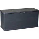 dobar® 58605e Outdoor Gartentruhe 280 L | Auflagenbox Kunststoff | Truhebox im Holzdesign | Aufbewahrungsbox für Garten/Terrasse/Balkon | Aufbewahrungstruhe verschließbar | 117 x 45 x 56 cm | Grau