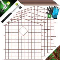 Kesser KESSER® Teichzaun Gartenzaun Steckzaun Komplettset Metall Zaunelemente Inkl. Hammer + Befestigungsstäben, Zaun zum stecken für Garten, Oberbogen Rund Gitterzaun Set Freigehege für Hunde
