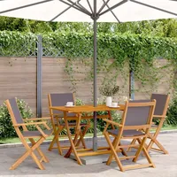 VidaXL 5-tlg. Garten-Essgruppe Stoff und Massivholz Anthrazit