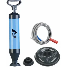 AGT Pömpel Rohrreinigungs-Set 2in1-Saugglocke und Abflussreiniger + 5-m-Spirale