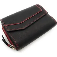 Jockey Club echt Leder Damen Geldbörse Portemonnaie mit RFID Schutz schwarz rot