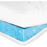 AM Qualitätsmatratzen | Premium Plus Gelschaum-Topper 180x200 cm | 8 cm hoch | Bezug aus Lyocell | Antirutschfunktion | Umlaufendes Klimaband | |