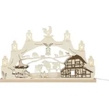 Rudolphs Schatzkiste Schwibbogen Bauernhof LED Natur BxHxT 52x30,5x4,5cm NEU Lichterbogen Fensterbogen Spitzbogen Erzgebirge Weihnachten Bergbau Bergmann Licht Holz Dekoration Beleuchtung
