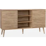 sweeek Skandinavisches Sideboard In Holzdekor Mit 2 Geriffelten Schiebetüren B 140 Cm - Sweeek