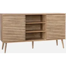 sweeek Skandinavisches Sideboard In Holzdekor Mit 2 Geriffelten Schiebetüren B 140 Cm - Sweeek