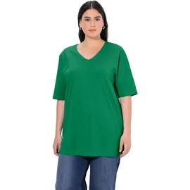 Ulla Popken Damen große Größen Übergrößen Plus Size T-Shirt, V-Ausschnitt, Relaxed, Halbarm smaragdgrün 58+ 515283459-58+