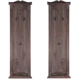 MCW 2er-Set Garderobe T33, Wandgarderobe Garderobenpaneel, Wandhaken Holz 109x28x4cm ~ braun shabby
