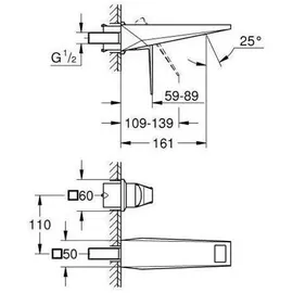 Grohe Allure Brilliant 2-Loch-Waschtischbatterie Hard Graphite