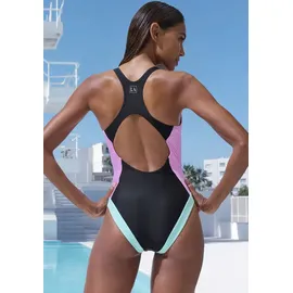 LASCANA Badeanzug Damen Schwarz/Rosa 46