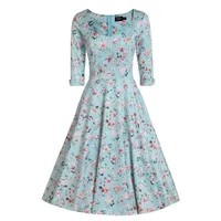 Dolly and Dotty A-Linien-Kleid Scarlette Rose Baby Blue Retro Rockabilly 50er blau