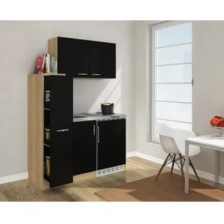 Respekta Miniküche Singleküche Pantry Eiche schwarz Levin 130 cm